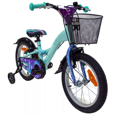 4KIDS Ice Queen 16" // 1G, dydis 10" (25.5 cm), V-Brake ir Kojinis stabdžiai, aliuminis (žydra)