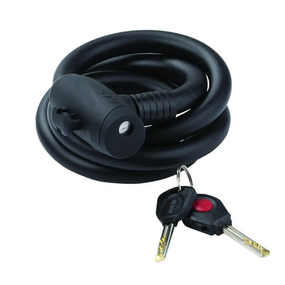Trosinė spyna KLS Hardcoil // 1500 x 15 mm, su raktu (juoda)