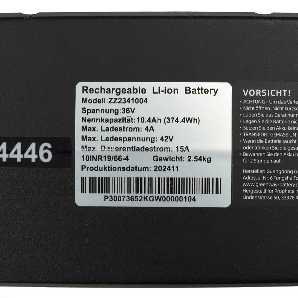 Elektrinio variklio akumuliatorius 36V 10,4Ah 374,4Wh