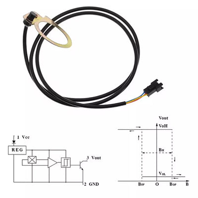 Elektrinio dviračio greičio jutiklis // apvalus, 12 magnetų, su laidu