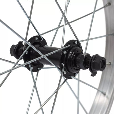 Priekinis ratas 16" // 20H, V-Brake, veržlė, viengubas, aliuminis, sidabrinis