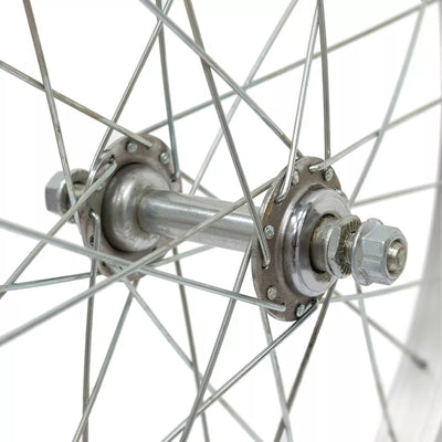 Priekinis ratas 20" // V-Brake, 28H, veržlė, viengubas, aliuminis, sidabrinis