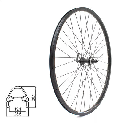 Priekinis ratas J19SB 28/29" // disk. stabdžiams Center-Lock, 36H, QR, dvigubas, kniedytas, aliuminis