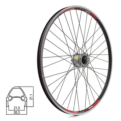 Priekinis ratas Sunstart 28/29" // V-Brake/būgniniams, 36H, su dinama DH-2R35, dvigubas, kniedytas, veržlės, aliuminis