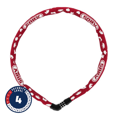Spyna ABUS Steel-O-Chain™ 4804C/75 Red Symbols // grandinė, 75 cm (raudona)