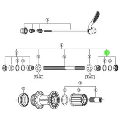 Veržlė ir konusas Shimano FH-RM66 (dešinė)