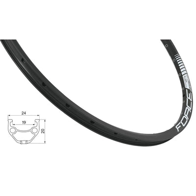 Ratlankis 26", FORCE Basic (559x19), d-brake, 36H (juodas)