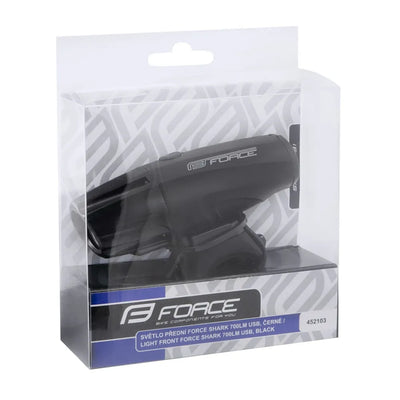 Priekinis žibintas FORCE Shark 700 USB (juodas)