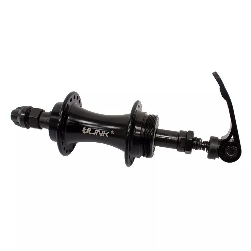 Galinė stebulė U-Link GL-B08R // 36H, V-Brake, užsukamam žvaigždžių blokui, 135 mm, su QR (juoda)