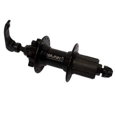 Galinė stebulė U-Link GL-B31R-QS // 32H, diskiniams 6 varžt., kasetė, 135 mm, su QR (juoda)