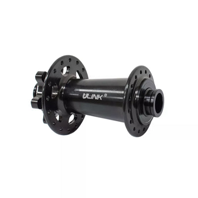 Priekinė stebulė U-Link GL-B76F-ThruAxle // 32H, diskiniams 6 varžt., 110 mm, su Thru-Axle (juoda)