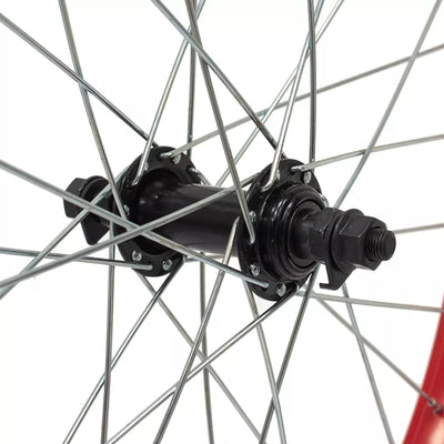 Galinis ratas 20" // V-Brake, 28H, užsukamam žvaigždžių blokui, viengubas, raudonas, aliuminis