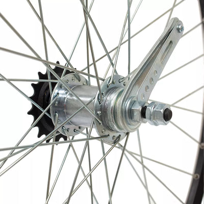 Galinis ratas Dynamic 26" // V-Brake + kojinis stabdis, 36H, 1 pav. 19T, dvigubas ratlankis, kniedytas, veržlė, aliuminis