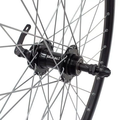 Galinis ratas J19SB 26" // diskiniams 6 varžtų, 36H, užsukamas žvaigždžių blokas, greitveržlė, aliuminis