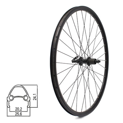 Galinis ratas J19SB 28" // V-Brake stabdžiams, 32H, kasetė, QR, kniedytas, dvigubas, aliuminis