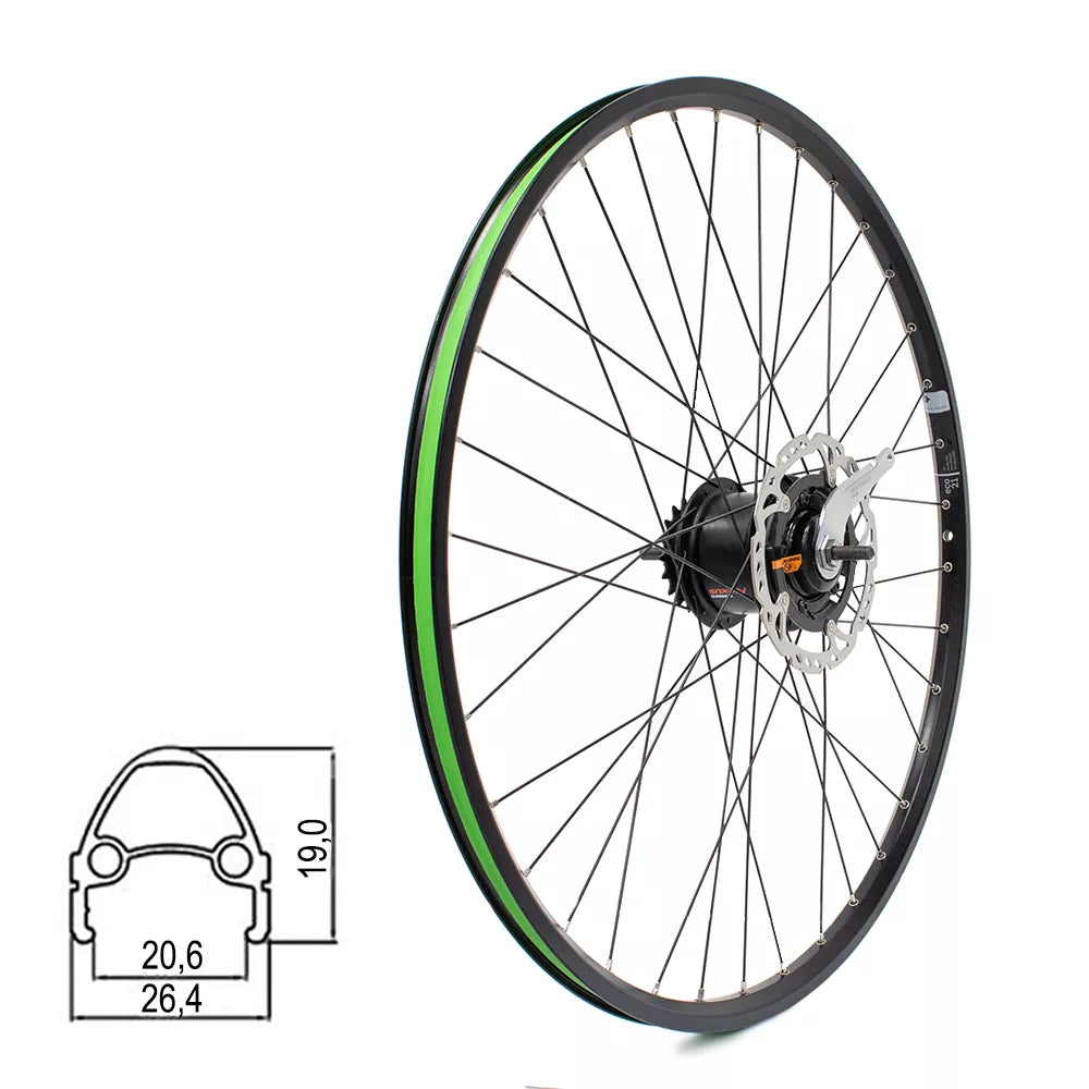 Galinis ratas RYDE 28" // diskiniams st., su Shimano Nexus 8 stebule, 36H, kniedytas, dvigubas, aliuminis (kartu su rotoriumi)