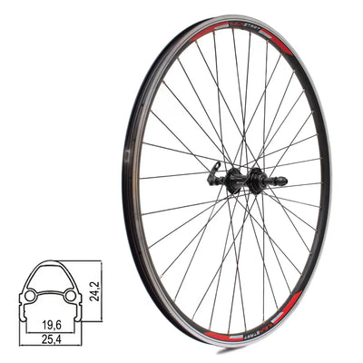 Galinis ratas Sunstart 28" // V-Brake stabdžiams, 32H, užsukamas žvaigždžių blokas, QR, dvigubas, aliuminis