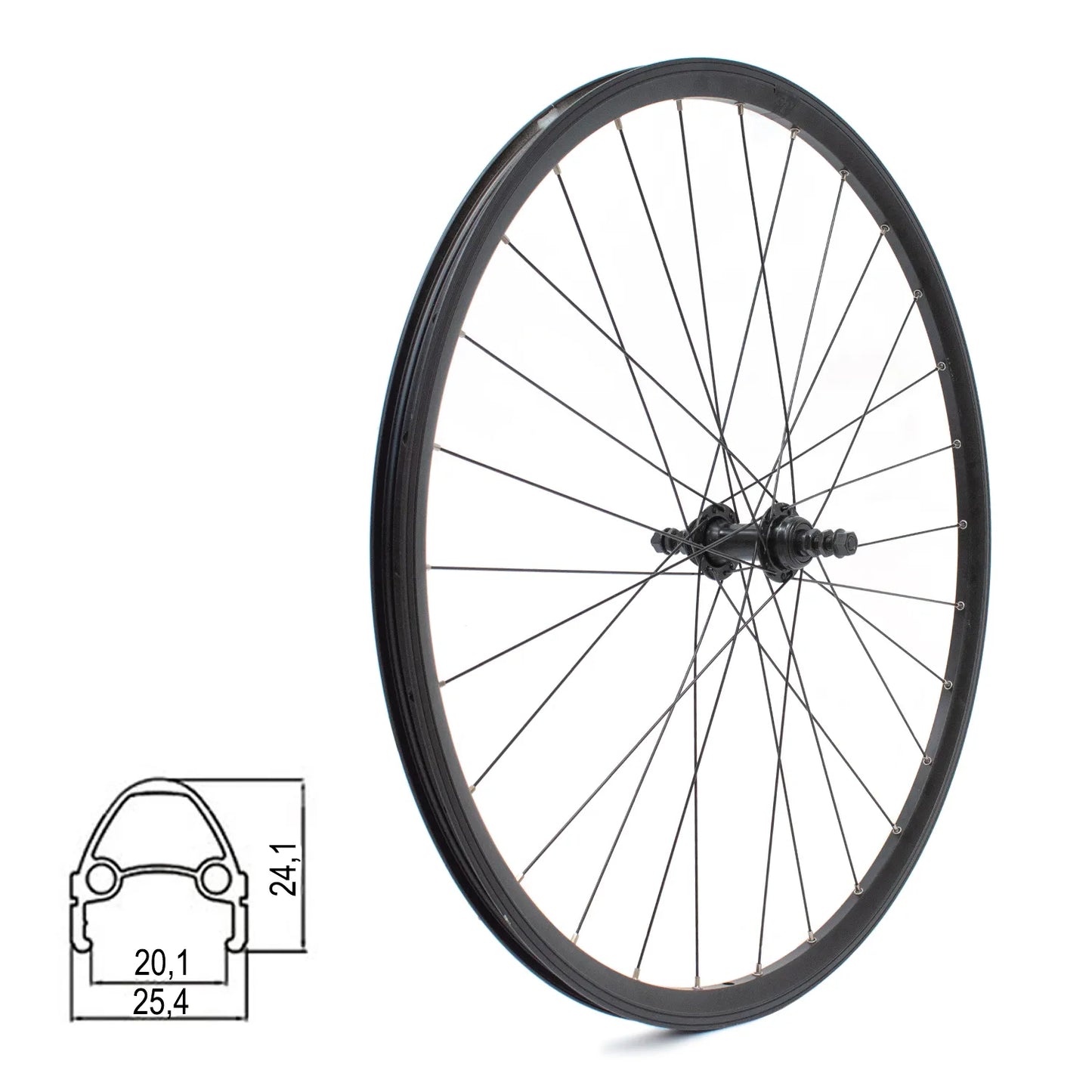 Galinis ratas ZLA-019 28" // V-Brake, 28H, užsukamam žvaigždžių blokui, veržlės, kniedytas, dvigubas, aliuminis