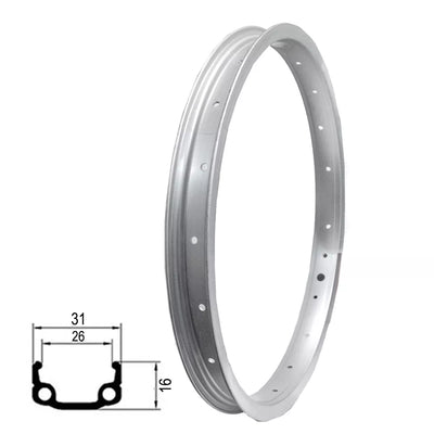 Ratlankis 16" 20H, viengubas, V-tipo stabdžiams, sidabrinis