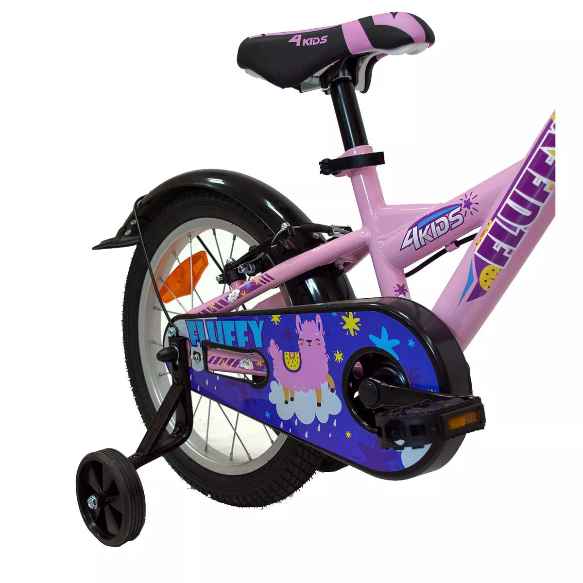 4KIDS Fluffy 16" // 1G, dydis 9.5" (24 cm), V-Brake ir Kojinis stabdžiai, plieninis (rožinė)