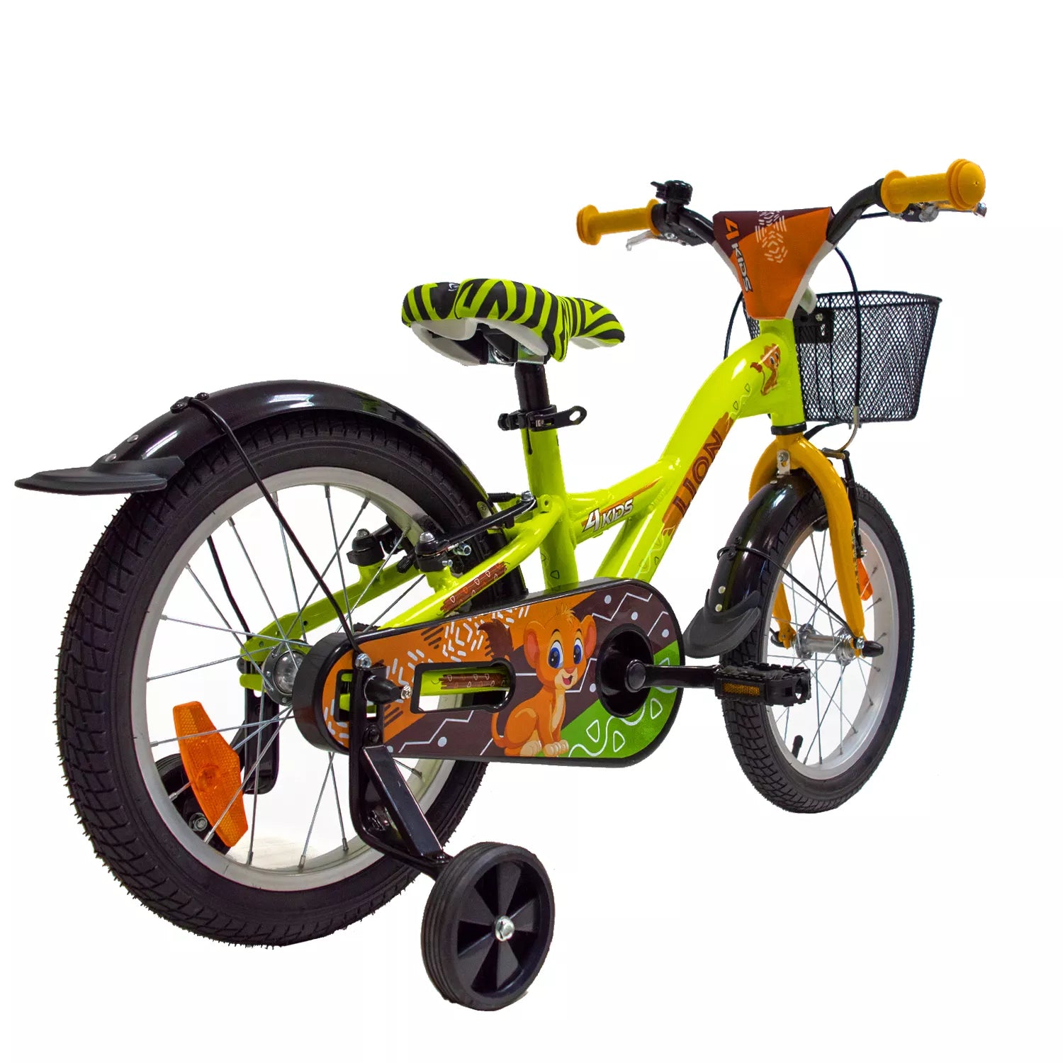 4KIDS Lion 16" // 1G, dydis 10" (25.5 cm), V-Brake ir Kojinis stabdžiai, aliuminis (geltona)