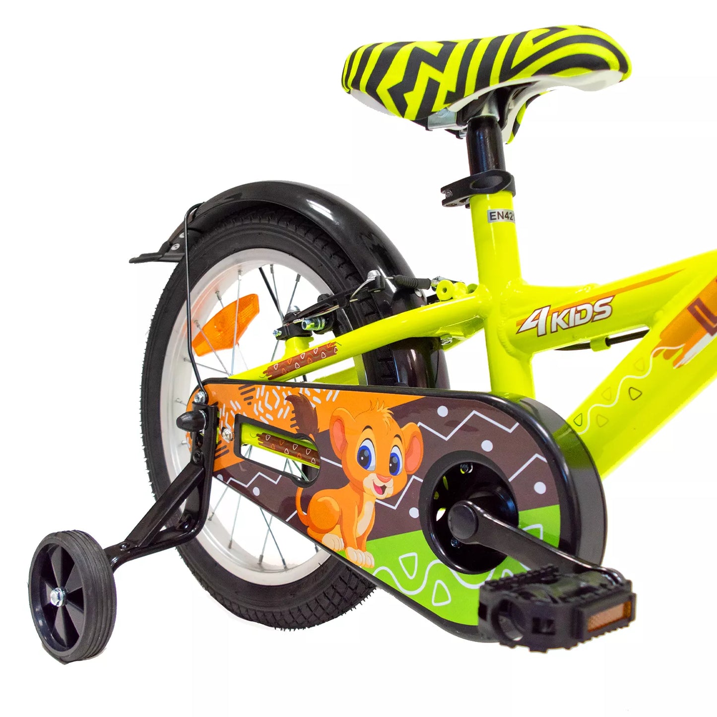 4KIDS Lion 16" // 1G, dydis 10" (25.5 cm), V-Brake ir Kojinis stabdžiai, aliuminis (geltona)