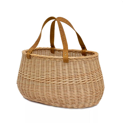 Dviračio krepšys ant vairo // Lietuvos liaudies meistrų, rankų darbo, su laikikliu (smėlinis)