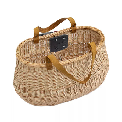 Dviračio krepšys ant vairo // Lietuvos liaudies meistrų, rankų darbo, su laikikliu (smėlinis)