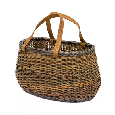 Dviračio krepšys ant vairo // Lietuvos liaudies meistrų, rankų darbo, su laikikliu (ruda)