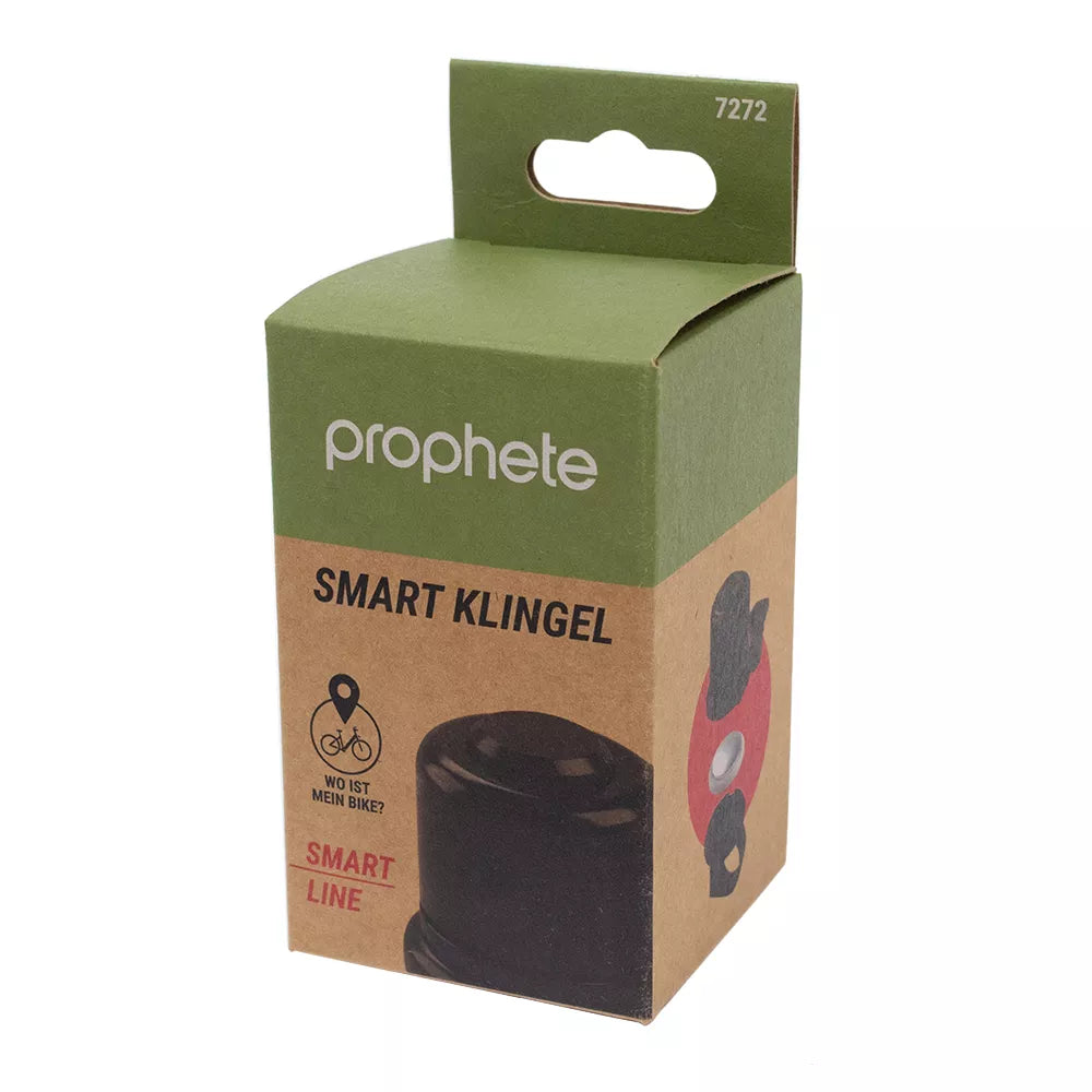 Dviračio skambutis Prophete Smart Klingel // su integruotu Smart Tag / integruotu sekikliu (tinka iOS įrenginiams)