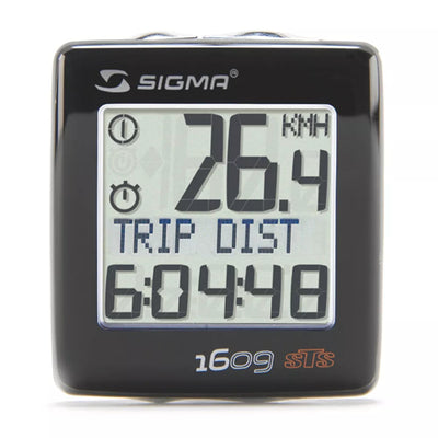 Dviračio kompiuteris Sigma BC 1609 STS Cadence // belaidis, 16 funkc. (juoda/sidarbinė)