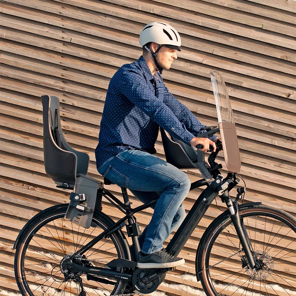 Dviračio kėdutė BoBike Exclusive® Maxi Plus // su galiniu žibintu, tvirtinimas prie rėmo (juoda)