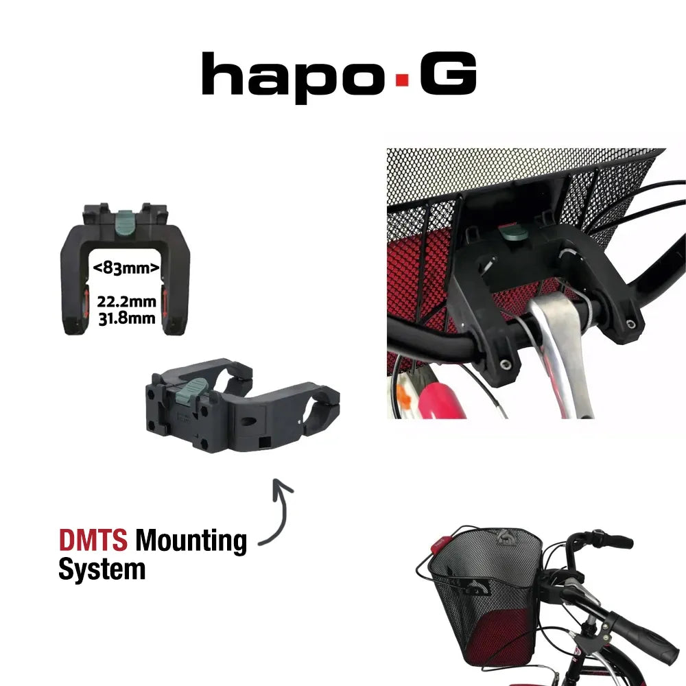 Dviračio krepšys ant vairo BONIN HAPO-G - E-Bike // su Quick-Release laikikliu, metalinis (juodas)