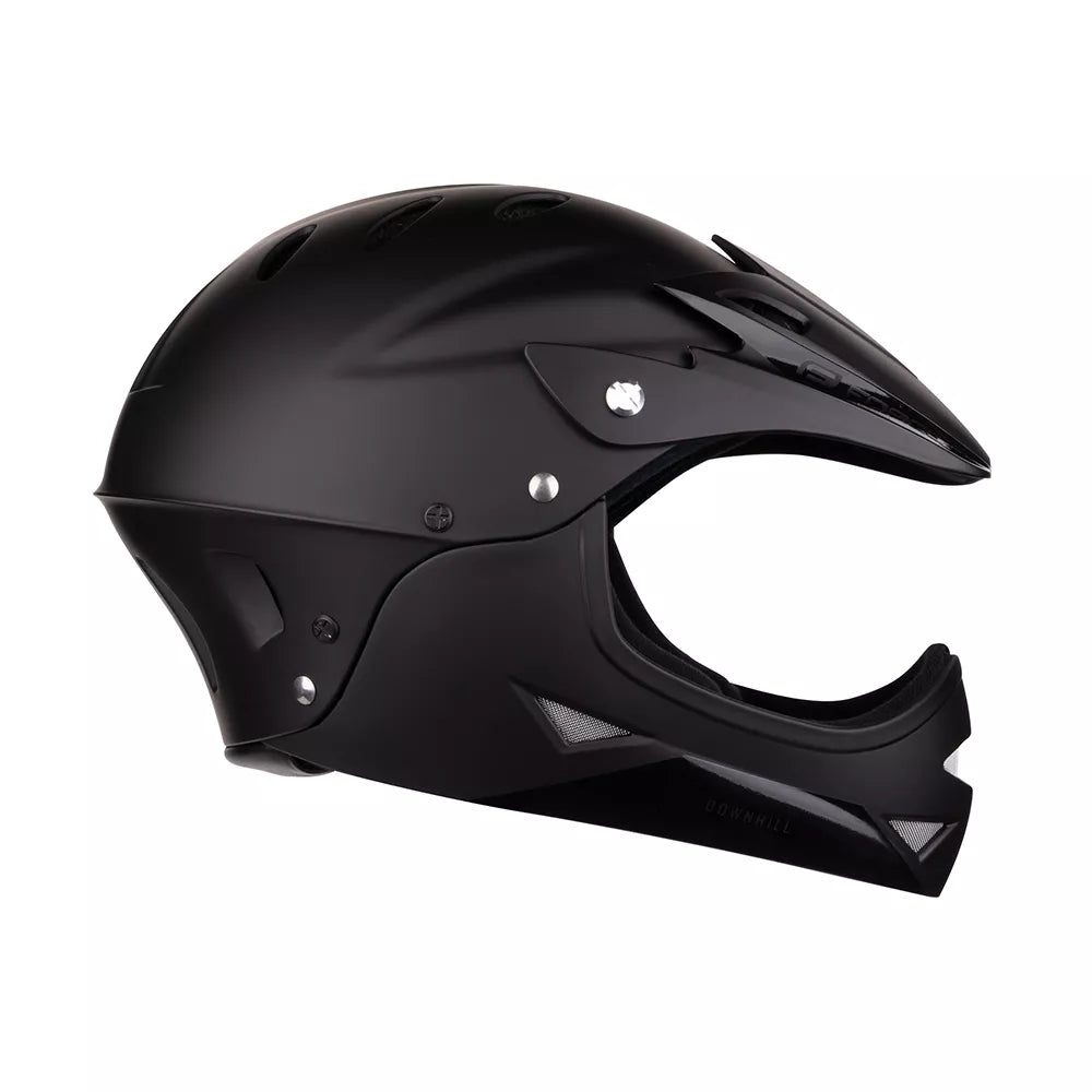 Vaikiškas šalmas FORCE DOWNHILL Junior // dydis S-M (54-58 cm) (juoda)