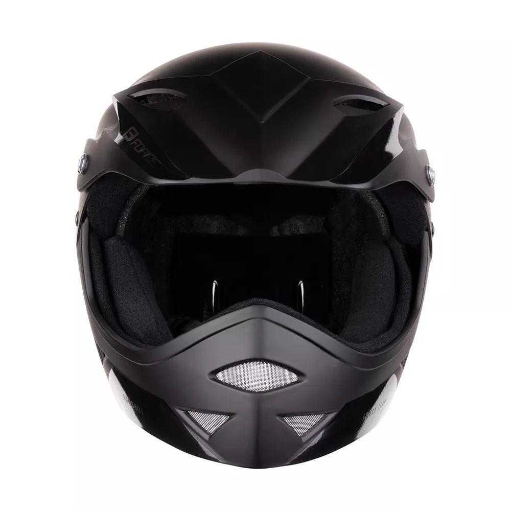 Vaikiškas šalmas FORCE DOWNHILL Junior // dydis S-M (54-58 cm) (juoda)