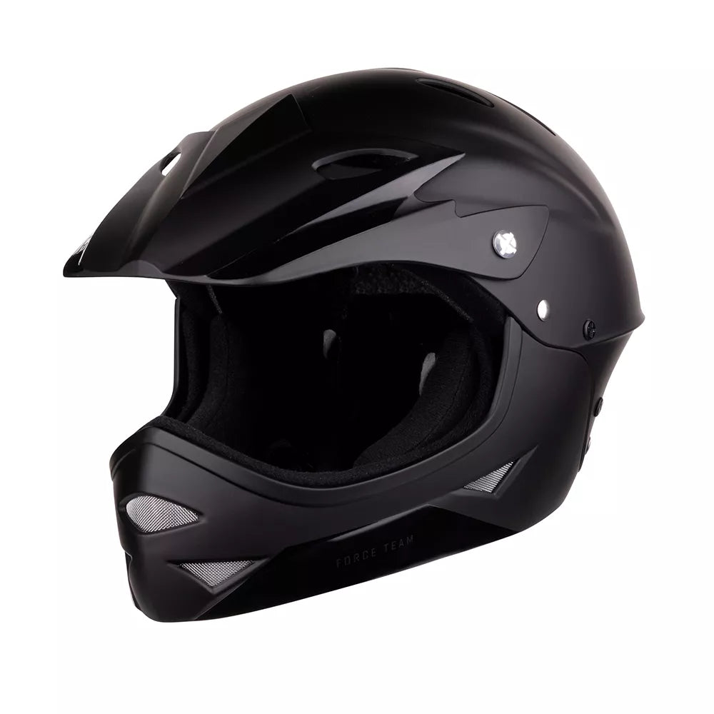 Vaikiškas šalmas FORCE DOWNHILL Junior // dydis S-M (54-58 cm) (juoda)