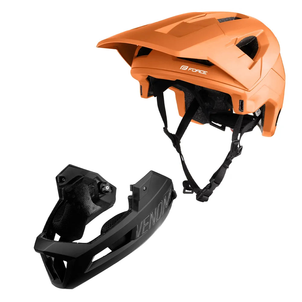 Downhill šalmas FORCE VENOM // dydis: L/XL (58-61 cm) (oranžinė/juoda)
