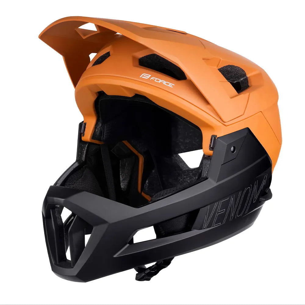 Downhill šalmas FORCE VENOM // dydis: L/XL (58-61 cm) (oranžinė/juoda)
