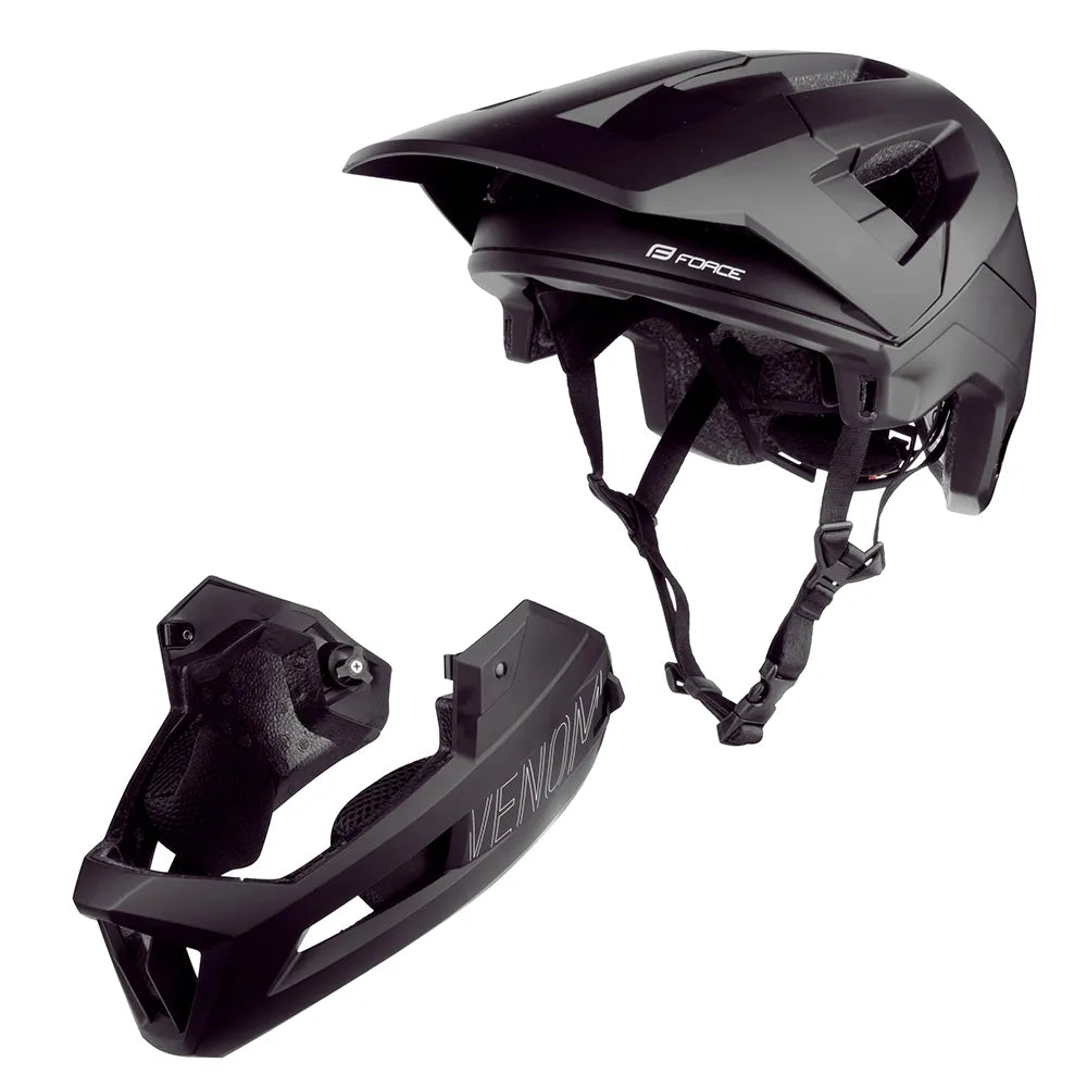 Downhill šalmas FORCE VENOM // dydis: S / M (55 - 58cm) (juoda)