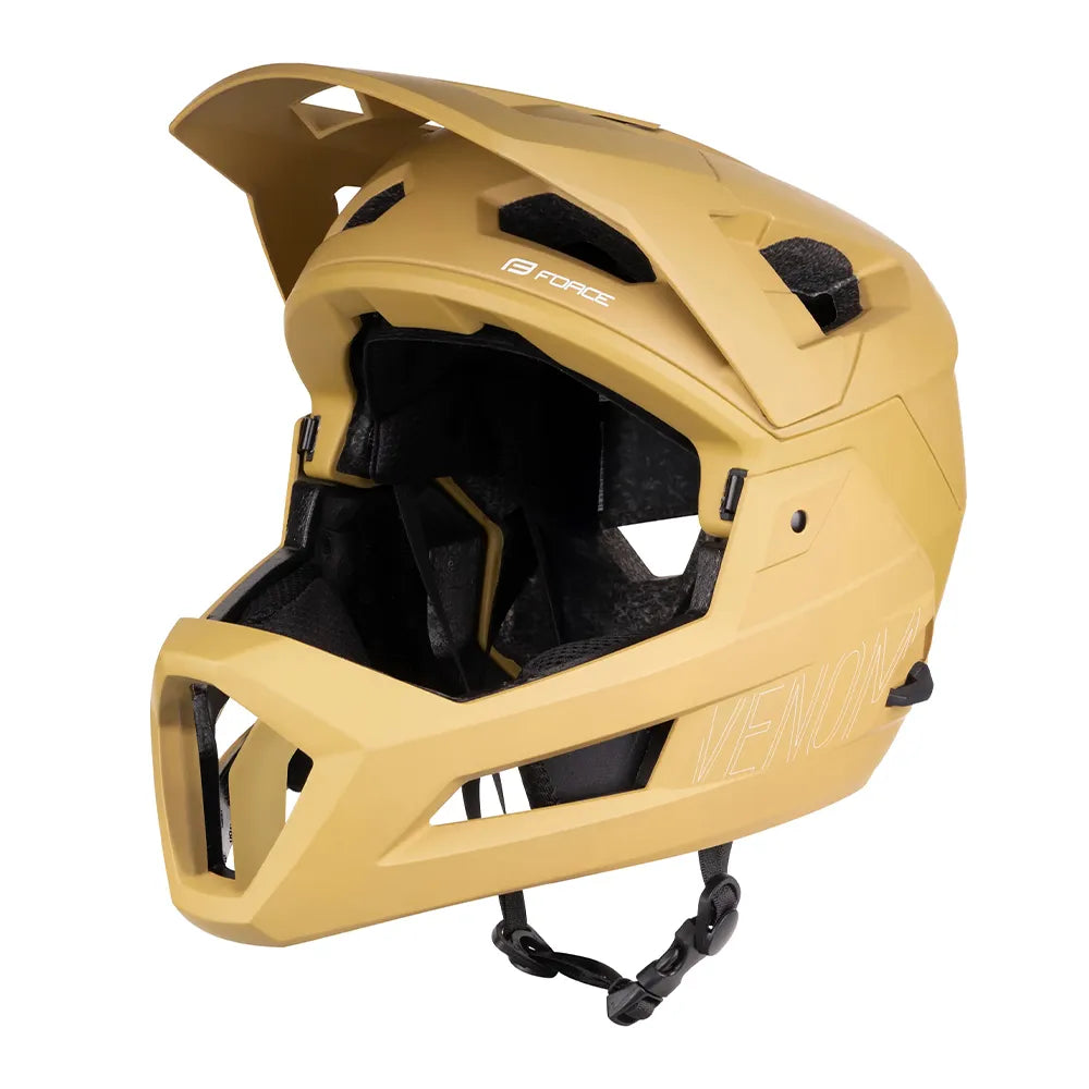 Downhill šalmas FORCE VENOM // dydis: S/M (55-58 cm) (smėlio)