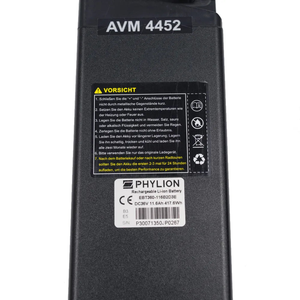 Elektrinio variklio akumuliatorius PHYLION 36V 11,6Ah 417,6Wh