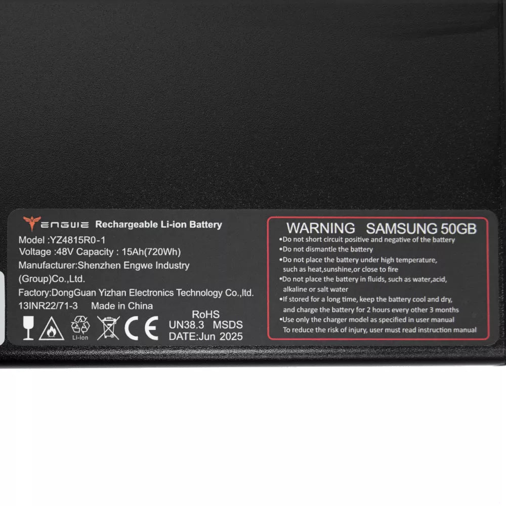 El. dviračio Engwe PRO 3.0 Boost akumuliatorius // 48V 15Ah 720Wh