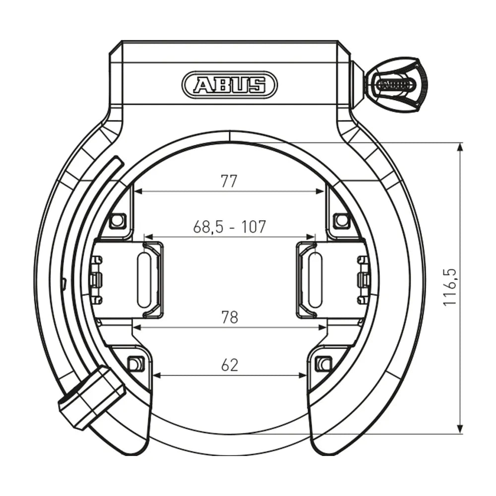 Spyna ABUS Granit X-Plus™ 6950M NR + 6KS/100 + ST5950 // grandinė, tvirtinama ant rėmo, įtraukiamas krepšelis (juoda)