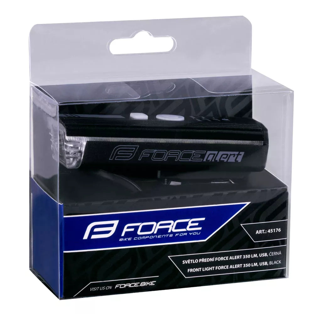 Priekinis žibintas FORCE Alert // 350LM, USB-C, su garsiniu signalu
