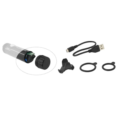 Priekinis žibintas FORCE Pen 200lm 1LED USB (juodas)