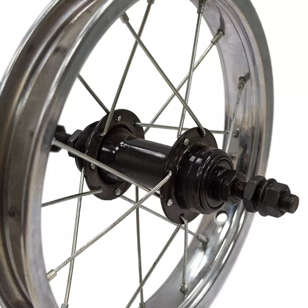 Priekinis ratas 12" v-brake, 16H, veržlė, aliuminis