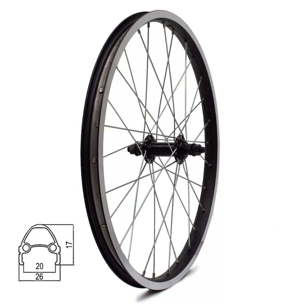 Priekinis ratas 20" v-brake, 28H, veržlė, aliuminis