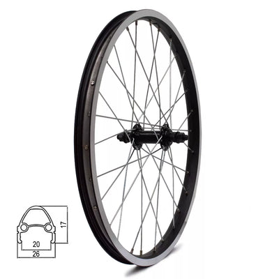 Priekinis ratas 20" v-brake, 28H, veržlė, aliuminis