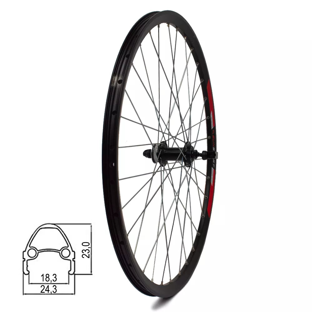 Priekinis ratas 26" d-brake CL, 32H, QR, aliuminis, dvigubas, kniedytas
