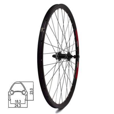 Priekinis ratas 26" d-brake CL, 32H, QR, aliuminis, dvigubas, kniedytas